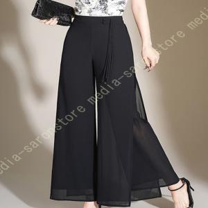 秋冬 レディース ワイドパンツ キュロット 婦人服 普段着 ビジネス カジュアル スカンツ スカーチョ フレア 九分丈 細見せ 脚長 ガウチョパンツ 無地