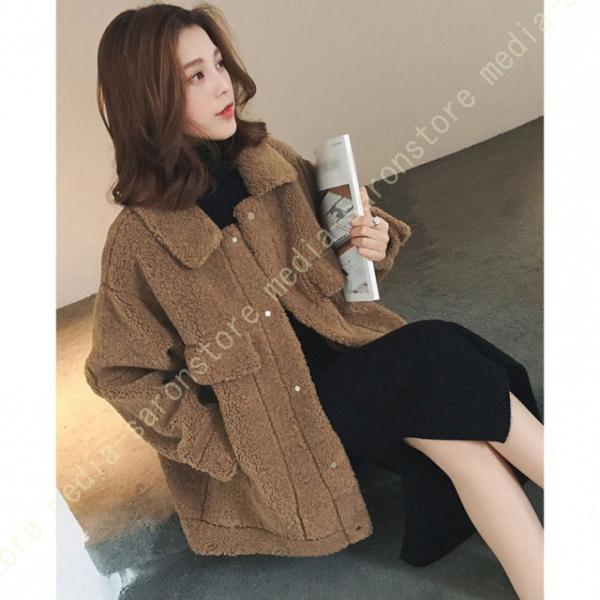 ボアコート レディース ボアジャケット 長袖 フリースジャケット もこもこ 防寒コート アウター ゆ...