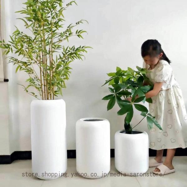大型 プランター セメント リビングルーム 植木鉢 現代円筒形 深型 高さ 屋内 屋外用 大型 円筒...