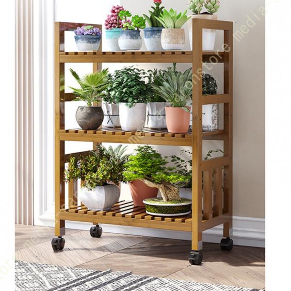フラワースタンド 木製 花台 キャスター付き プランタースタンド コンパクト 植木台 観葉植物 園芸...