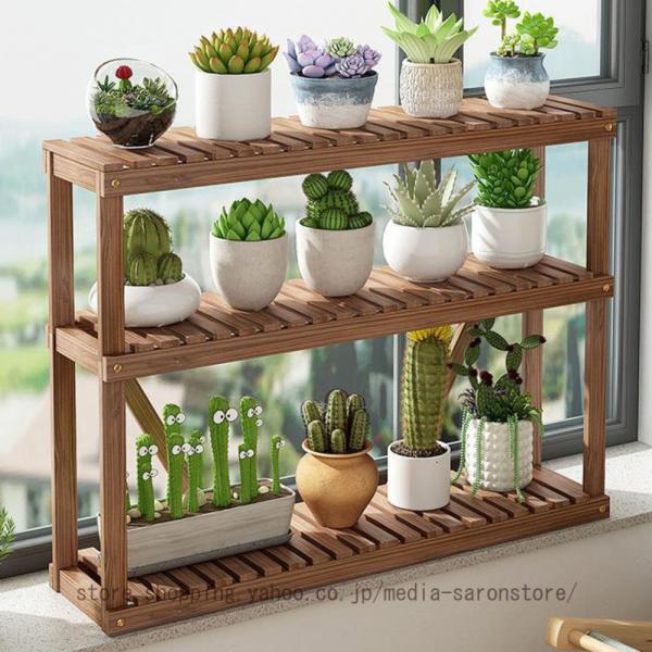 花台 プランタース 天然木 ガーデンラック フラワーラック 収納 花置き台 鉢置き 棚 プランター ...
