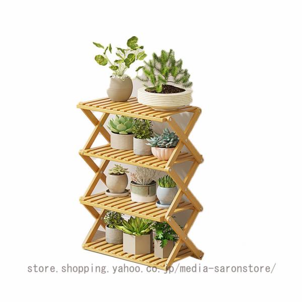 折りたたみ プランタースタンド フラワースタンド 3段 竹製 ラック プランター台 フラワーラック ...