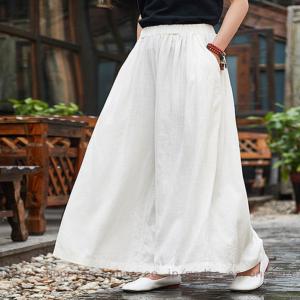 ワイドパンツ リネン ロング丈 レディース ス...の詳細画像5