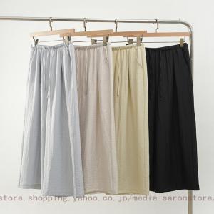 ワイドパンツ リネン ロング丈 レディース スカーチョ 綿麻ボトムス ズボン 大きいサイズ 着痩せ 無地 文芸風 カジュアル おしゃれ 春夏秋 通気性 夏物