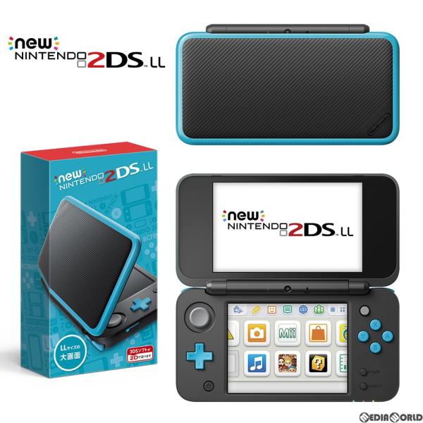 『中古即納』{本体}{3DS}Newニンテンドー2DS LL ブラック×ターコイズ(JAN-S-BA...