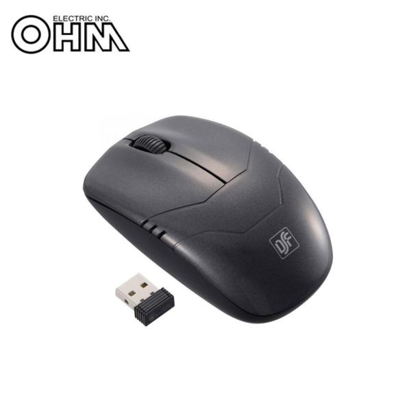 OHM 3ボタン ワイヤレス Blue LED マウス ブラック PC-SMWBM33 K　代引き不...