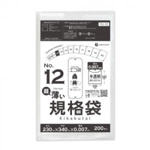 ECO TAI　エコ袋　No.12　超薄い規格袋 FU-12 半透明 200枚×80冊　代引き不可/...