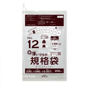 ECO TAI　エコ袋　No.12　超薄いひも付規格袋 FUH-12 半透明 200枚×80冊　代引...