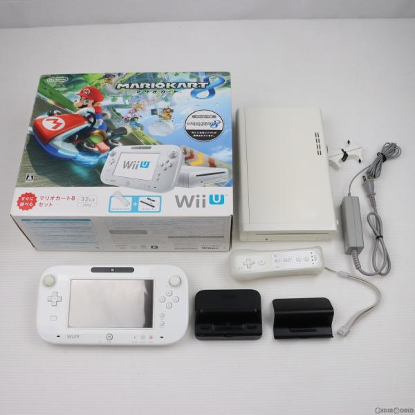 『中古即納』{本体}{WiiU}Wii U すぐに遊べる マリオカート8セット シロ(WUP-S-W...