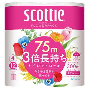 日本製紙クレシア スコッティ フラワーパック 3倍長持ち (ダブル) 75m×4ロール ※お取り寄せ商品｜medistock