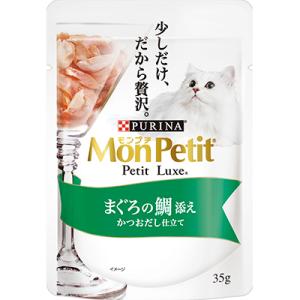 モンプチ プチリュクスパウチ まぐろの鯛添え かつおだし仕立て 35g ☆ペット用品 ※お取り寄せ商品【賞味期限：3ヵ月以上】｜medistock