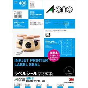 エーワン ラベルシール インクジェット 超耐水 光沢紙 48面 丸型 10シート 64448E