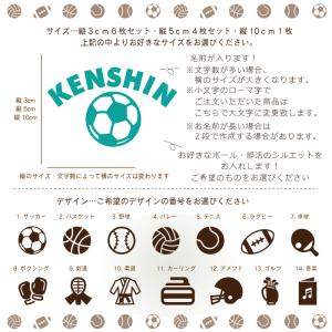 ボール・部活シルエット付きお名前ステッカー 背...の詳細画像1