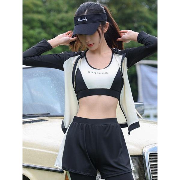 水着 レディース タンキニ 体型カバー フィットネス水着 ラッシュガード 5点セット UPF50+ ...