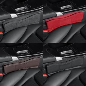 アウディ 車シートサイドポケット 収納ボックス 2個 シートポケット 差し込みタイプ 車隙間収納 レザースエード素材 ケーブル通し穴付き 外装 保護