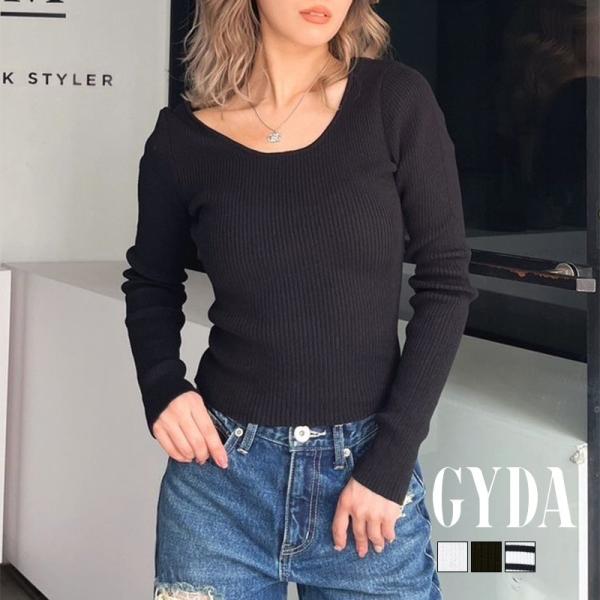 クルーネックリブニットトップス GYDA ジェイダ 072452630301 gyda レディース ...