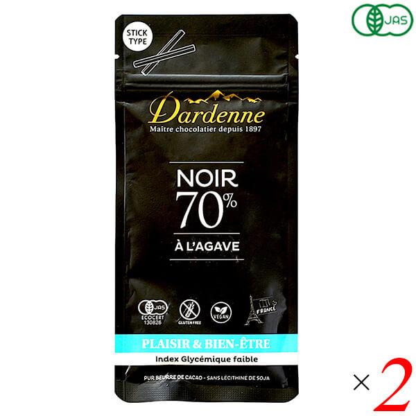 チョコ 低GI 低糖質 ダーデン 有機アガベチョコレートスティック カカオ70% 62g2個セット ...