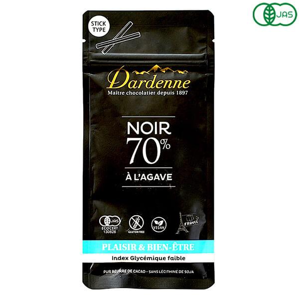 チョコ 低GI 低糖質 ダーデン 有機アガベチョコレートスティック カカオ70% 62g 送料無料