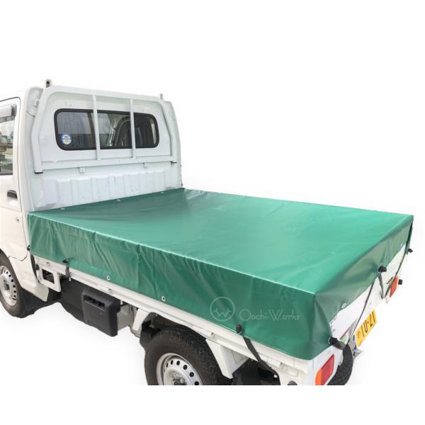 トラックシート グリーン 軽トラック 1号 1.9m×2.1m コードゴム4ｍ×2本付き 送料無料 ...