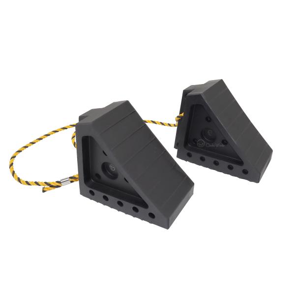 タイヤストッパー ゴム製 2個セット ロープ付き 軽トラック〜4ｔトラックまで対応 車止め