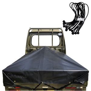 バンジーコード 10本付 ハイゼットジャンボシート スロープ型 シート単品 ブラック (前部)2.0ｍ・(後部)1.9ｍ×(長さ)1.93ｍ 台形シート トラックシート