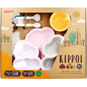 ピジョン KIPPOI キッポイ ベビー食器セット ベイビーピンク&ピーチホワイト 1セット｜mega-star