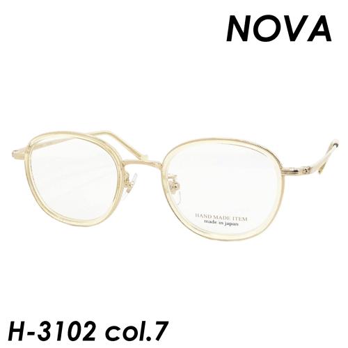 NOVA(ノバ) メガネH-3102 col.7 [GOLD/KIHAKU] 45ｍｍ 日本製 HA...