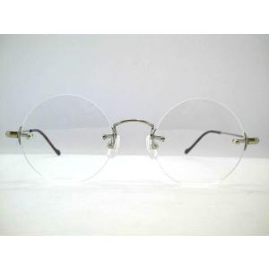 日本製 ツーポイントめがね ビンテージウエリントン縁なしメガネ