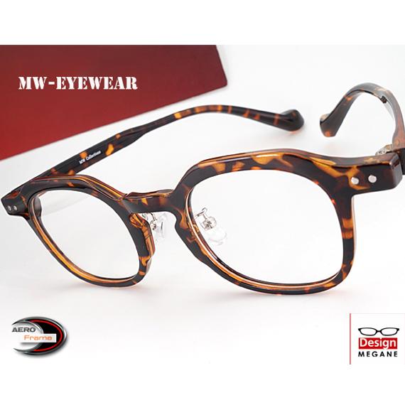 メガネ 度付 MW Collections エアロフレーム 茶デミ ウェリントン型 超弾力性新素材 ...