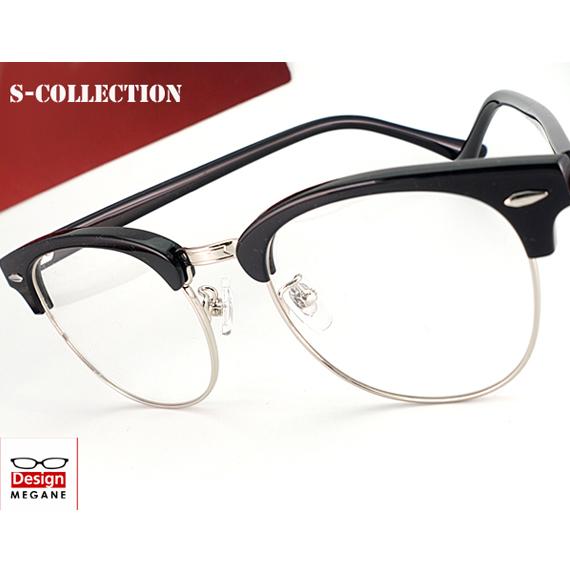 メガネ 度付 S-Collection Handmade セル×メタル Black＆Silver 眼...