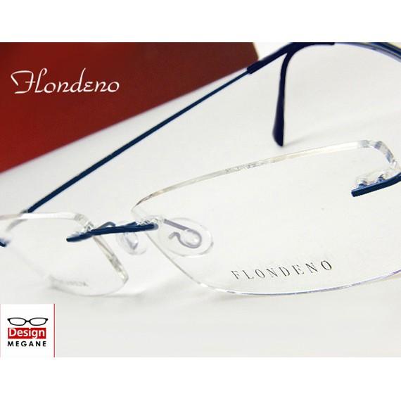 メガネ 度付 FLONDENO ブルー flexible (丁番ありタイプ) ふちなし ツーポイント...