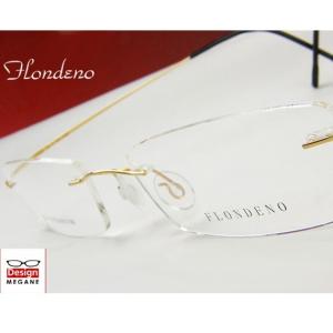 メガネ 度付 FLONDENO ゴールド flexible ふちなし ツーポイント β