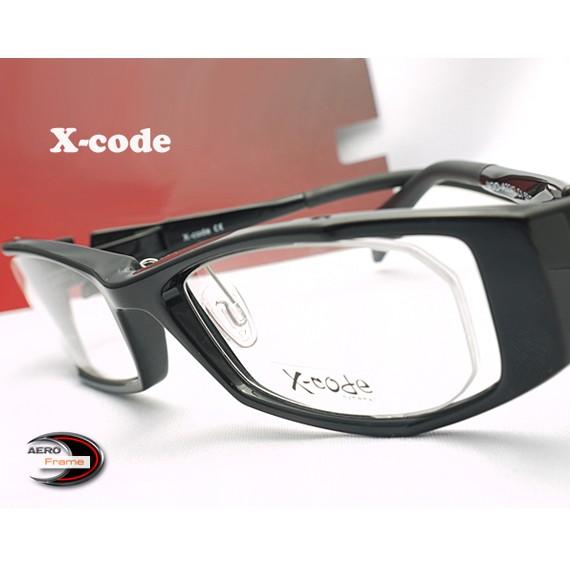 メガネ 度付 X-Code Eyewear エアロフレーム Black 超弾力性新素材 眼鏡 一式 ...