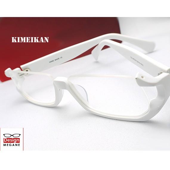 メガネ 度付 KIMEIKAN Eyewear White アンダーリム 眼鏡 一式 送料無料 ＋1...