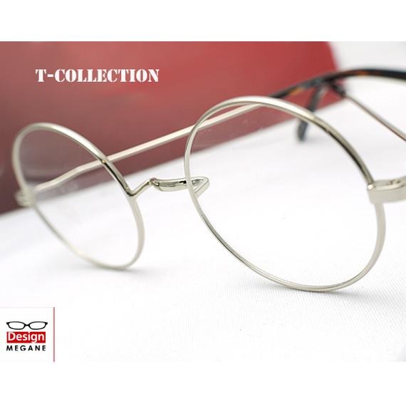 メガネ 度付 T-collection Eyewear 丸メガネ Silver フルリム 眼鏡 一式...