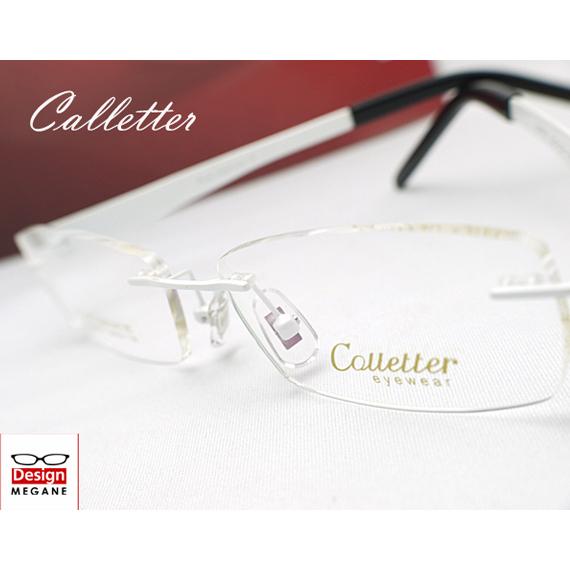 メガネ 度付 Calletter Eyewear 白 ふちなし ツーポイント チタン素材　眼鏡 一式...