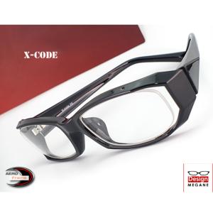 メガネ 度付 X-Code Eyewear エアロフレーム Black 超弾力性新素材
