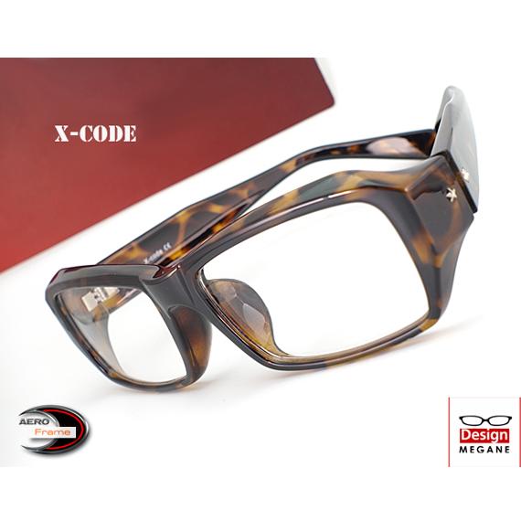 メガネ 度付 X-Code Eyewear エアロフレーム 茶デミ 超弾力性新素材 スクエアウェリン...