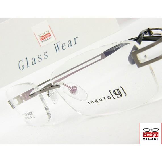 メガネ 度付 Inguro Eyewear Gun ふちなし ツーポイント チタン素材　眼鏡 一式 ...