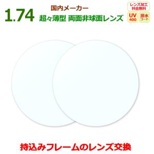 眼鏡レンズ 高屈折 1.74AS 超々薄型 非球面 持ち込みフレームのレンズ