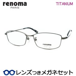 レノマメガネセット　25-3007　2　グレー　チタン　フルメタル　レンズつき完成品　度付き　度なし　ダテメガネ　ＵＶカット　renoma