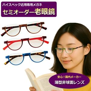 セミオーダー老眼鏡 アンダーリム　COLORFULOOK　カラフルック ブルーライトカット 非球面レンズ シニアメガネ リーディング　ハーフリム　逆ナイロール