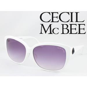 CECIL McBEE セシルマクビー サングラス CMS-1018-2 ホワイト スモークパープル レディース セルフレーム 大きいレンズ 大きめ｜meganezamurai