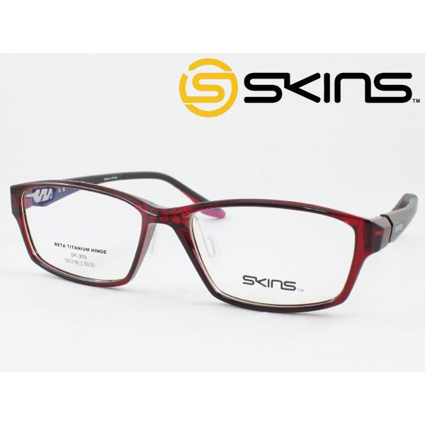 SKINS スキンズ メガネ 薄型非球面レンズセット SK-309-4 度付き対応 近視 遠視 老眼...