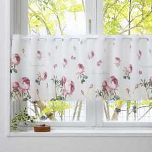 メール便可 お姫様カフェカーテン 薔薇柄 レース 100×45cm丈 二重