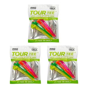 【3パックセット】TOUR TEE PRO NEONS ツアーティー プロ ネオン 80mm 4本入り T-489 USGAR&Aルール適合 2024年 蛍光色/クリア ゴルフティー