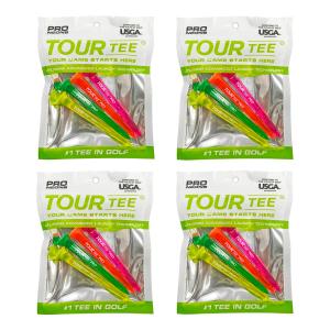 【4パックセット】TOUR TEE PRO NEONS ツアーティー プロ ネオン 80mm 4本入り T-489 USGAR&Aルール適合 2024年 蛍光色/クリア ゴルフティー