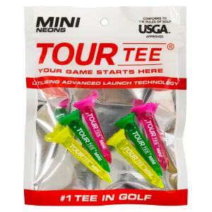 TOUR TEE MINI NEONS ツアーティー ミニ ネオン T-491 46mm 6本入り USGAR&Aルール適合 2024年 カラフル 蛍光色/クリア ティーアップしやすい ゴルフティー