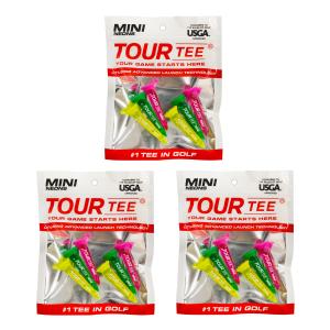 【3パックセット】TOUR TEE MINI NEONS ツアーティー ミニ ネオン T-491 46mm 6本入り USGAR&Aルール適合 2024年 蛍光色/クリア ゴルフティー
