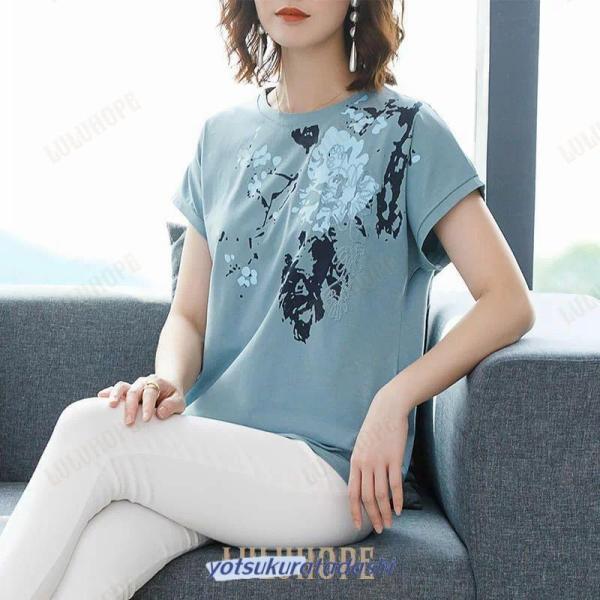 ス シャツ レディース 半袖 40代 50代 60代 シニア Tシャツ 大きいサイズ ゆったり 夏 ...